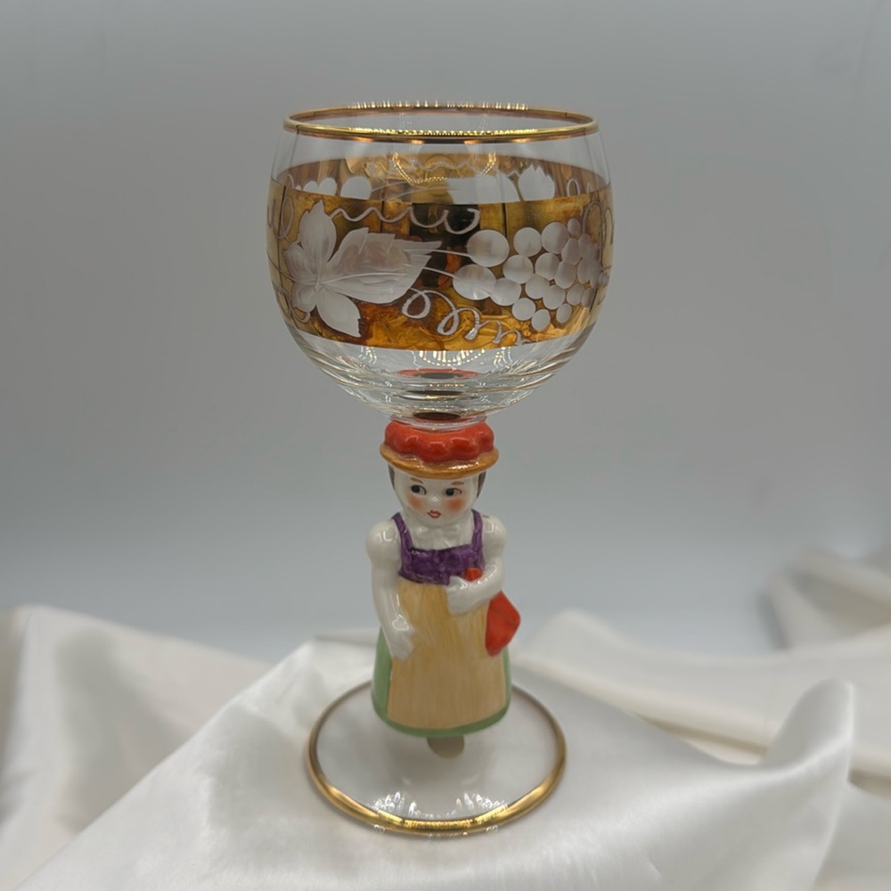 Goebel Figural “Hummel” Wine Goblet, “Made in West Germany” sticker.